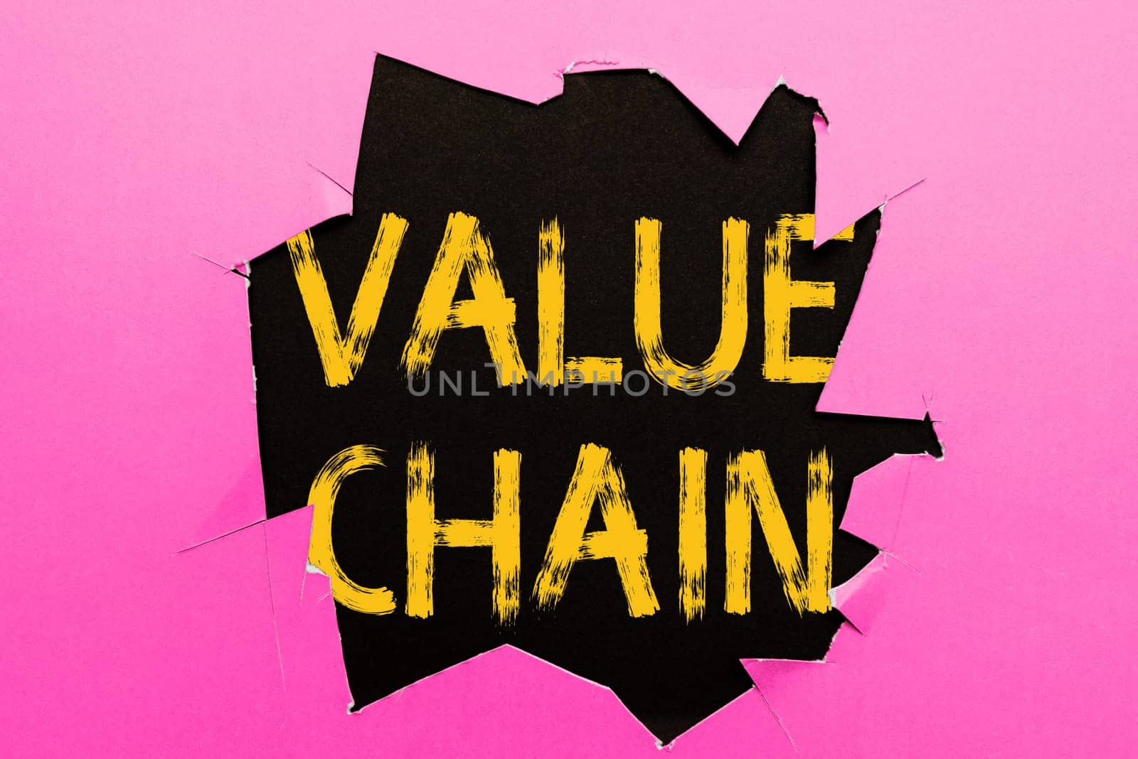Hand writing sign Value Chain, Concept meaning Business manufacturing process Industry development analysis