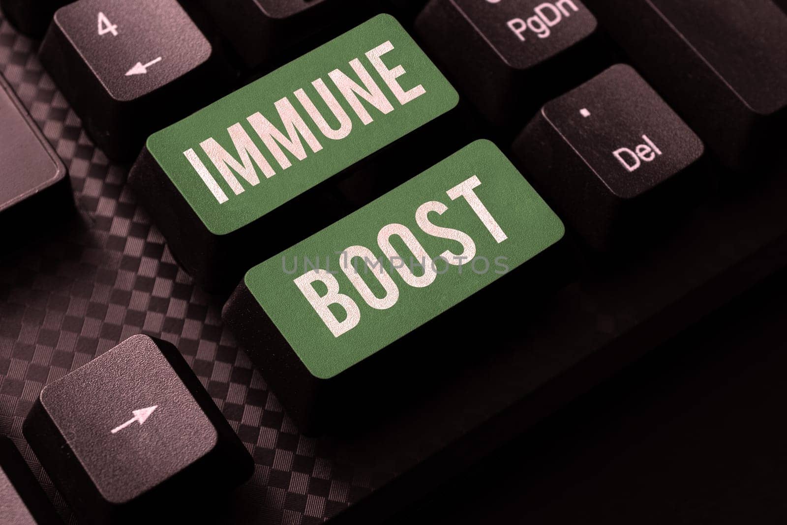 Text caption presenting Immune Boost, Business idea being able to resist a particular disease preventing development of pathogens