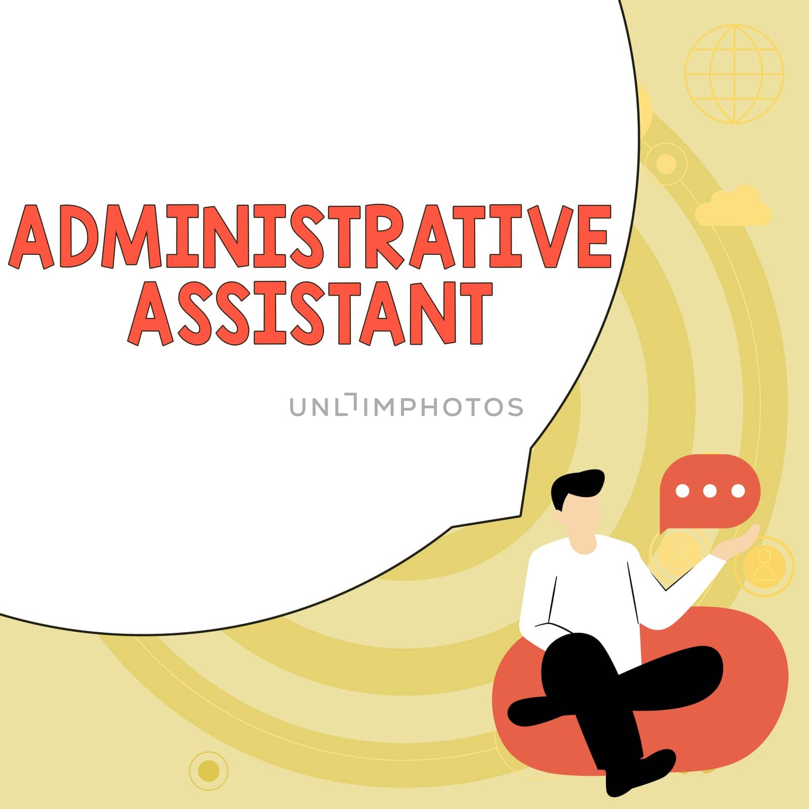 Conceptual caption Administrative Assistant, Business showcase Administration Support Specialist Clerical Tasks