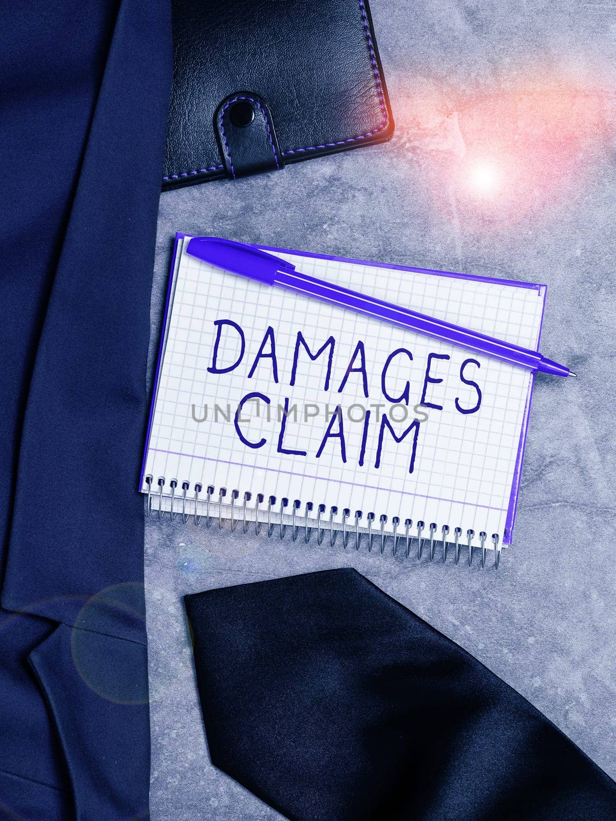 Conceptual display Damages Claim, Word for Demand Compensation Litigate Insurance File Suit