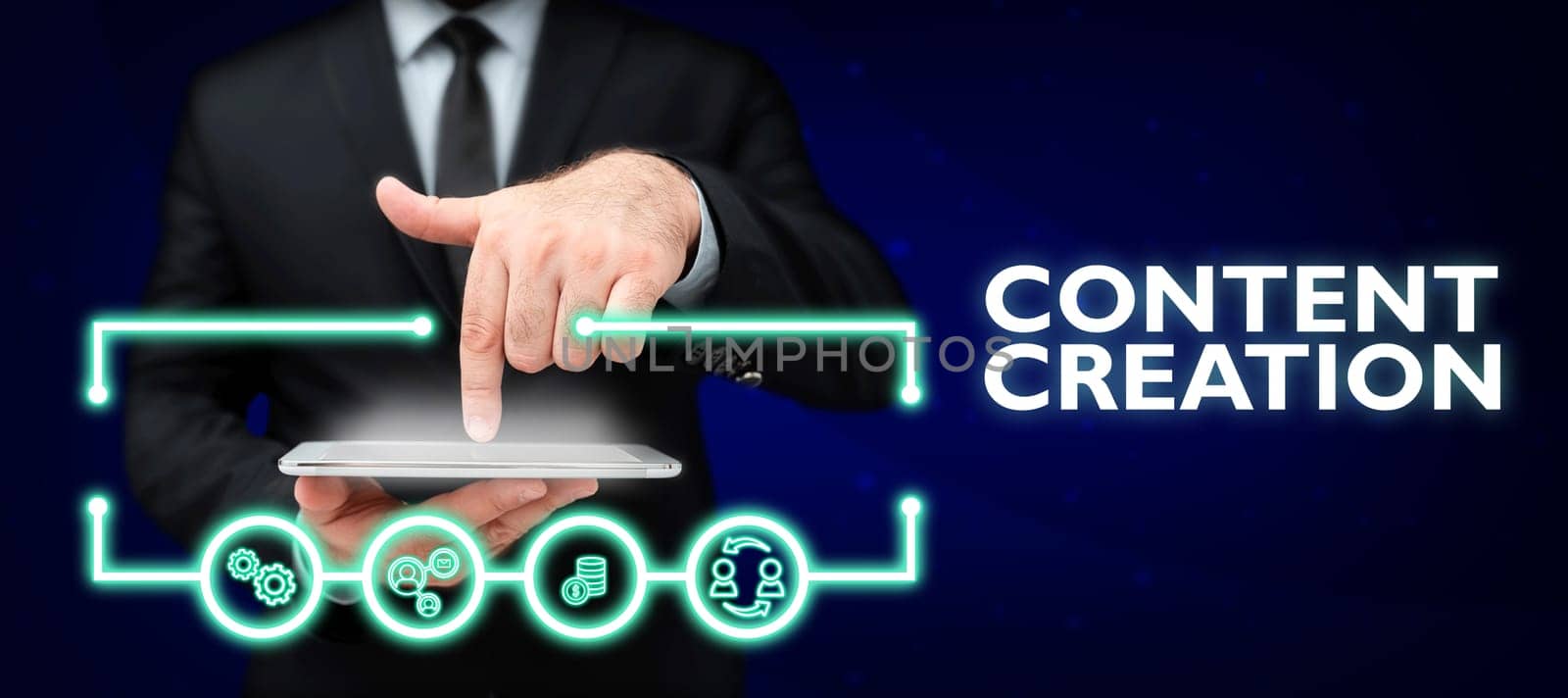 Writing displaying text Content Creation, Conceptual photo contribution of information to any digital media