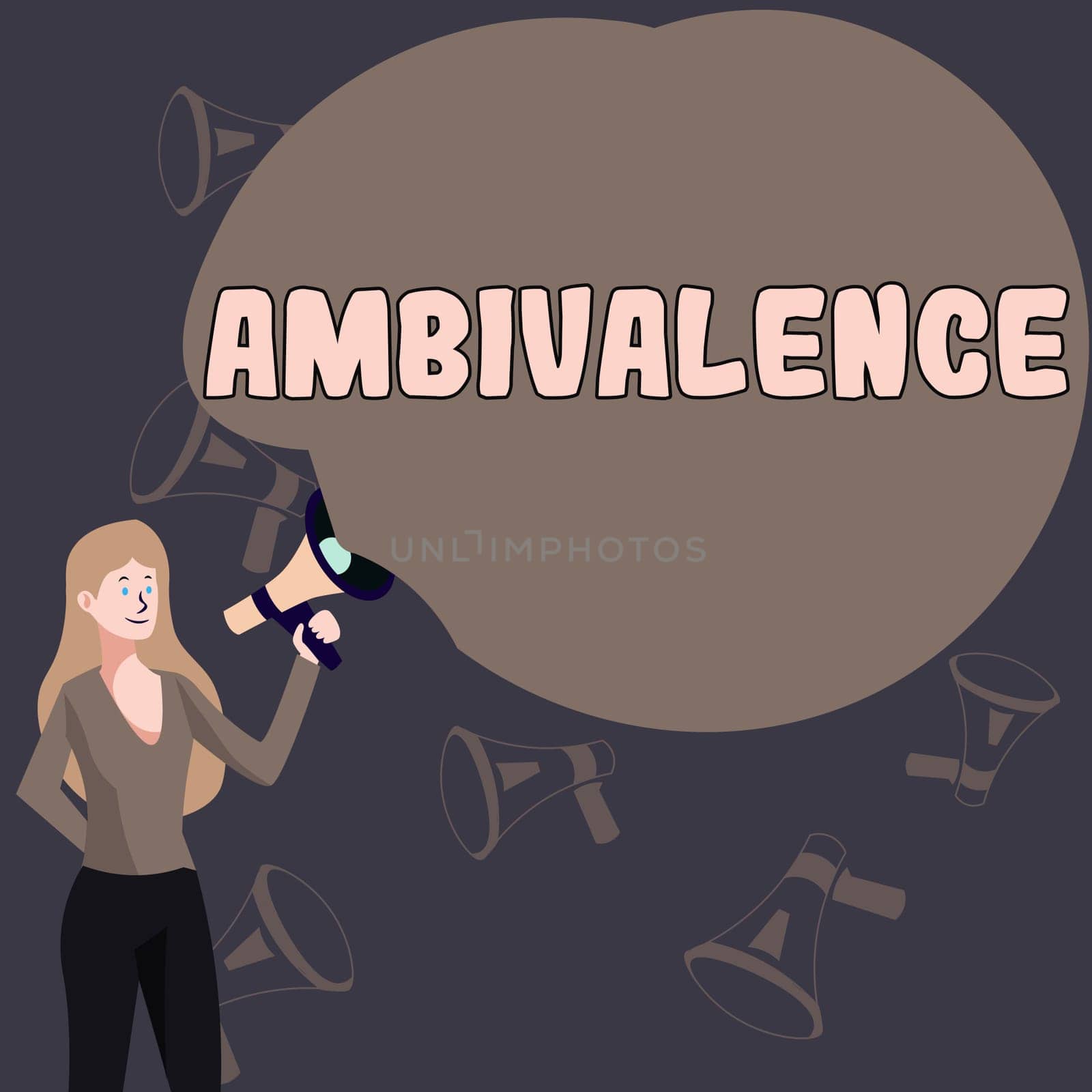 Sign displaying Ambivalence, Concept meaning attitudes or feelings attraction and repulsion to an object person or action