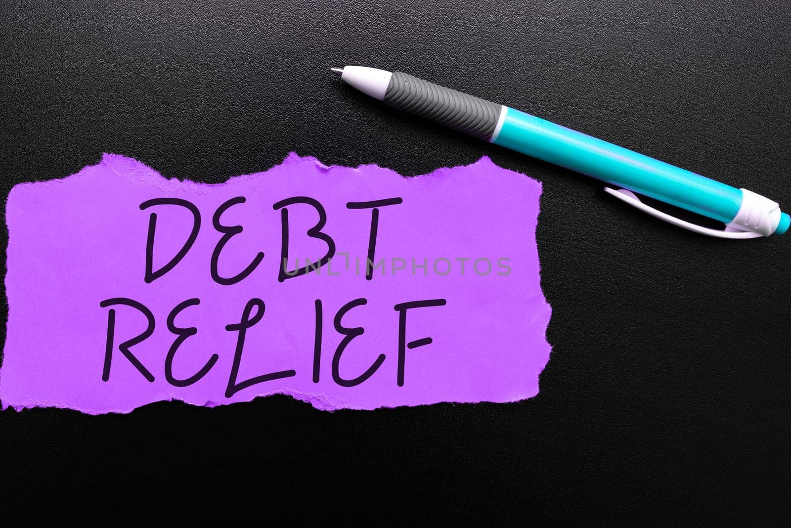 Text sign showing Debt Relief, Business overview partial or total remission of it especially those by countries