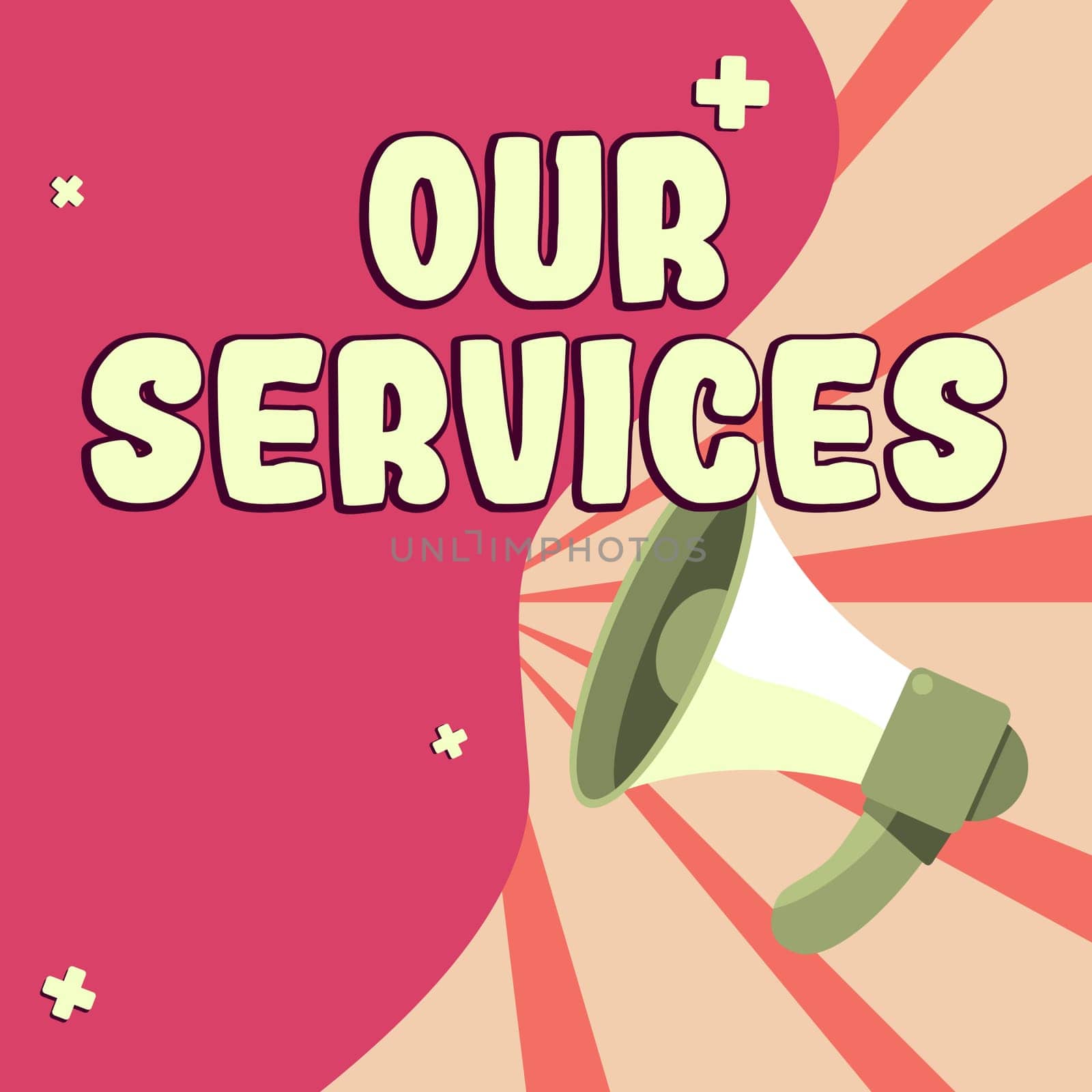 Handwriting text Our Services, Word Written on The occupation or function of serving Intangible products