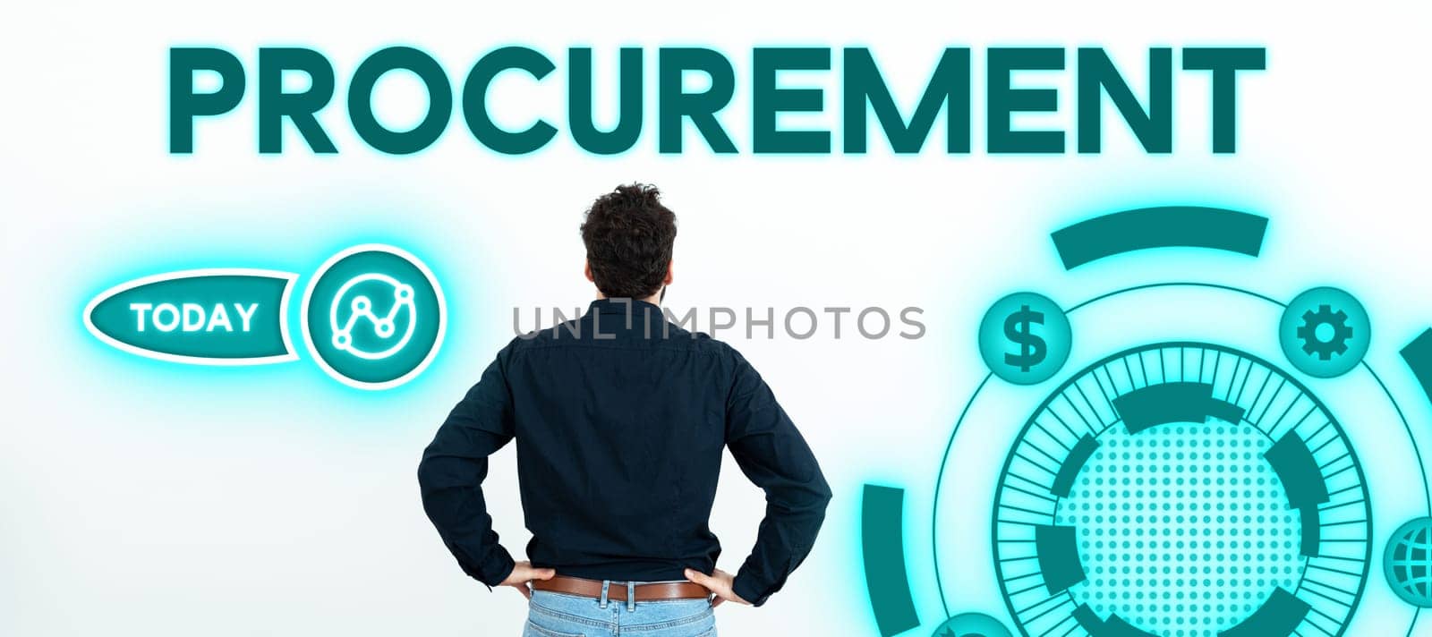Conceptual display Procurement, Conceptual photo Procuring Purchase of equipment and supplies