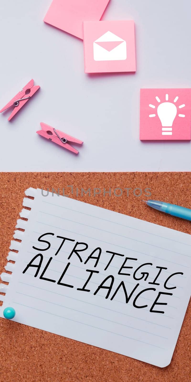 Handwriting text Strategic Alliance, Business idea a bond between states, parties, individuals on goal achievement