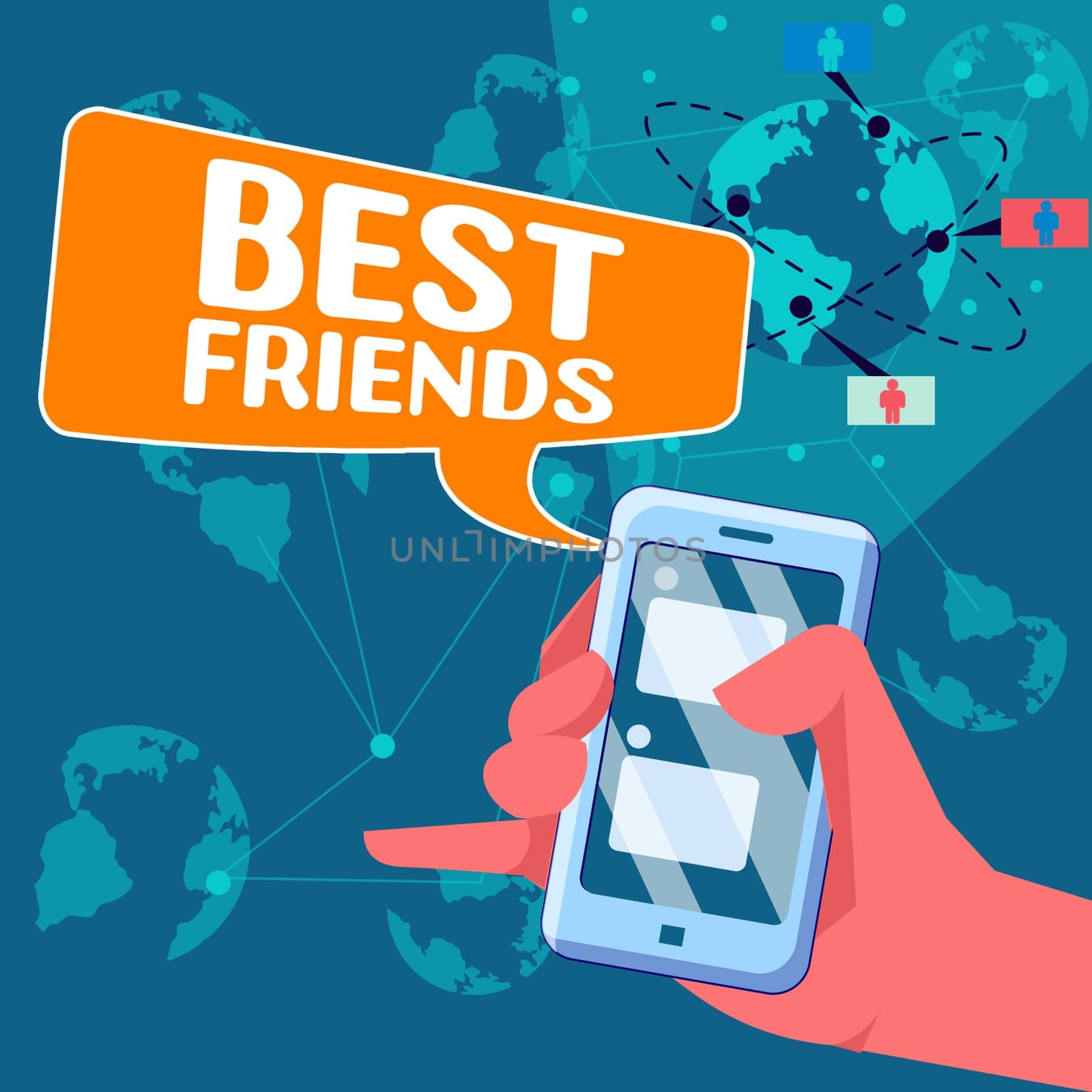 Hand writing sign Best Friends, Business approach A person you value above other persons Forever buddies