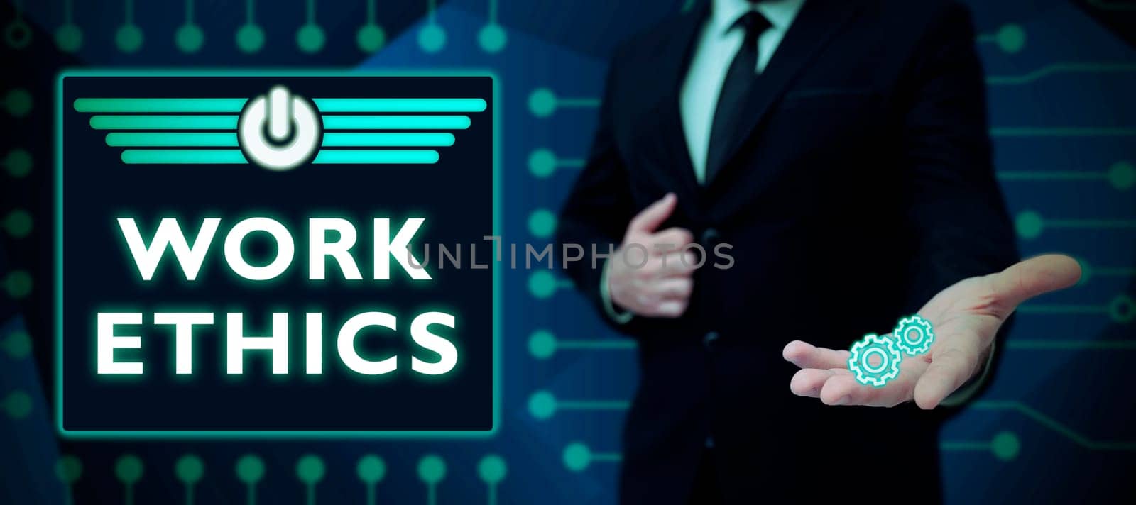 Handwriting text Work Ethics, Business idea A set of values centered on the importance of doing work