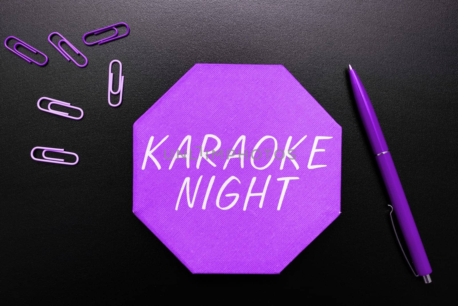 Handwriting text Karaoke Night, Concept meaning Entertainment singing along instrumental music played by a machine