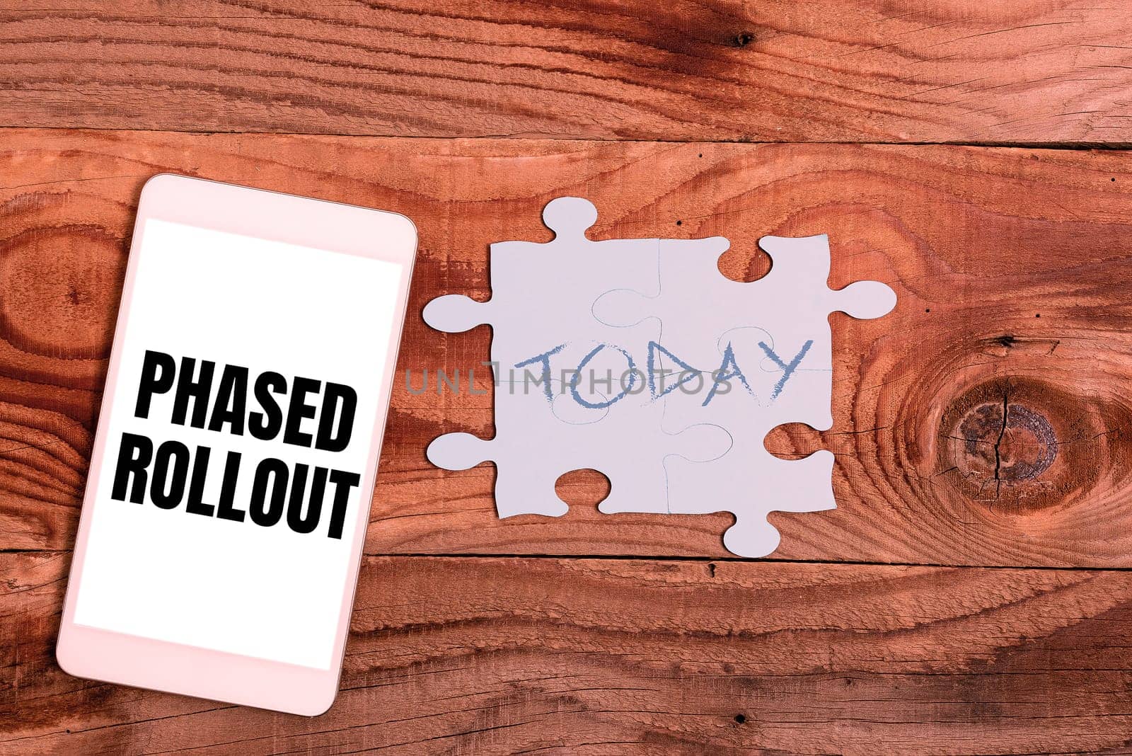 Text sign showing Phased Rollout, Concept meaning the practice of prescription drug preparation and dispensing