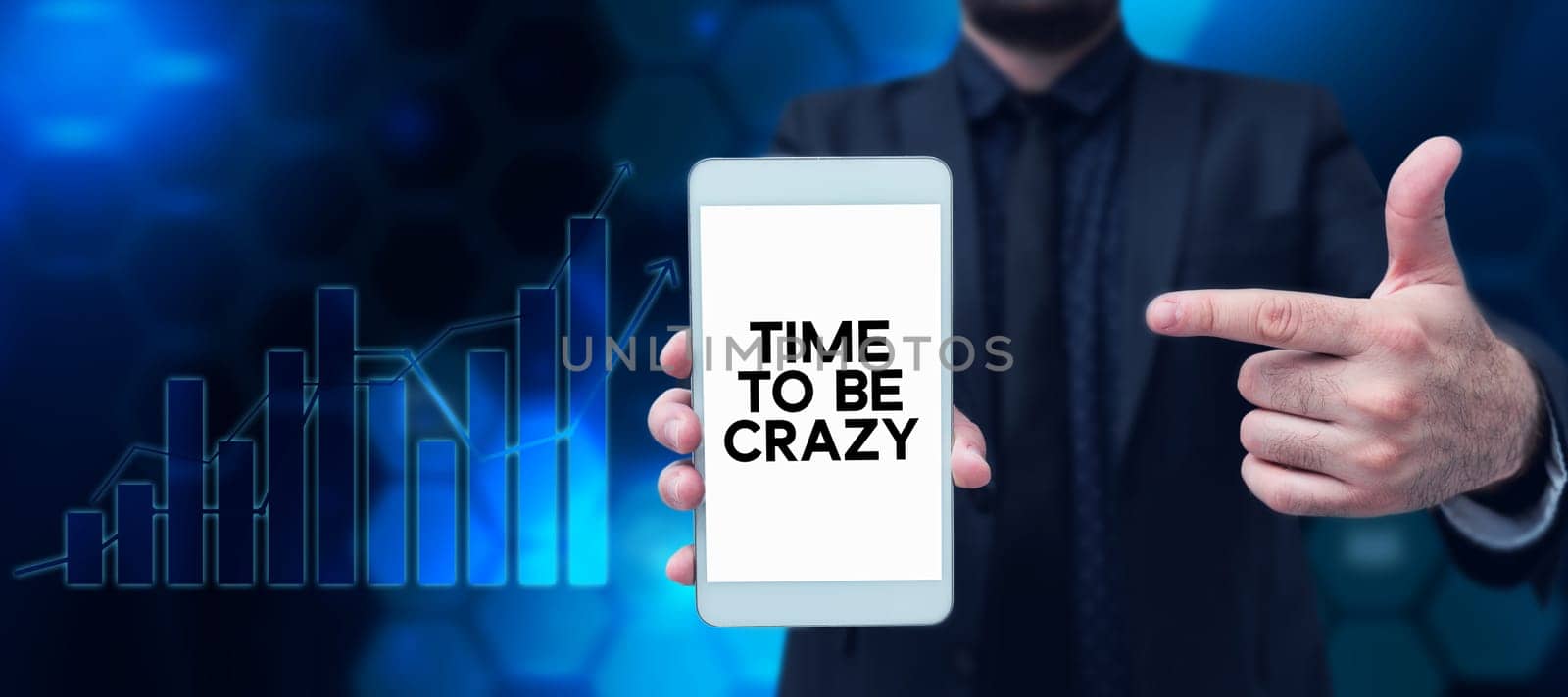 Conceptual caption Time To Be Crazy, Concept meaning leisure moments relax be happy enjoy the day have a party