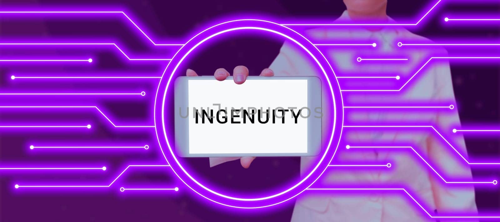 Conceptual display Ingenuity, Business overview the quality of being clever, original, and inventive