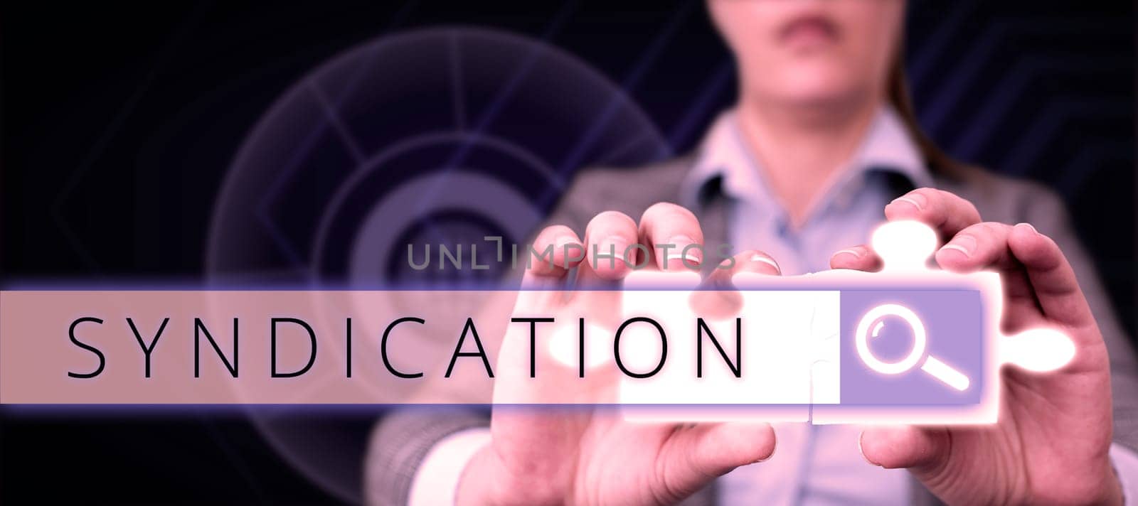 Inspiration showing sign Syndication, Business approach the transfer of something for control by a group of organizations
