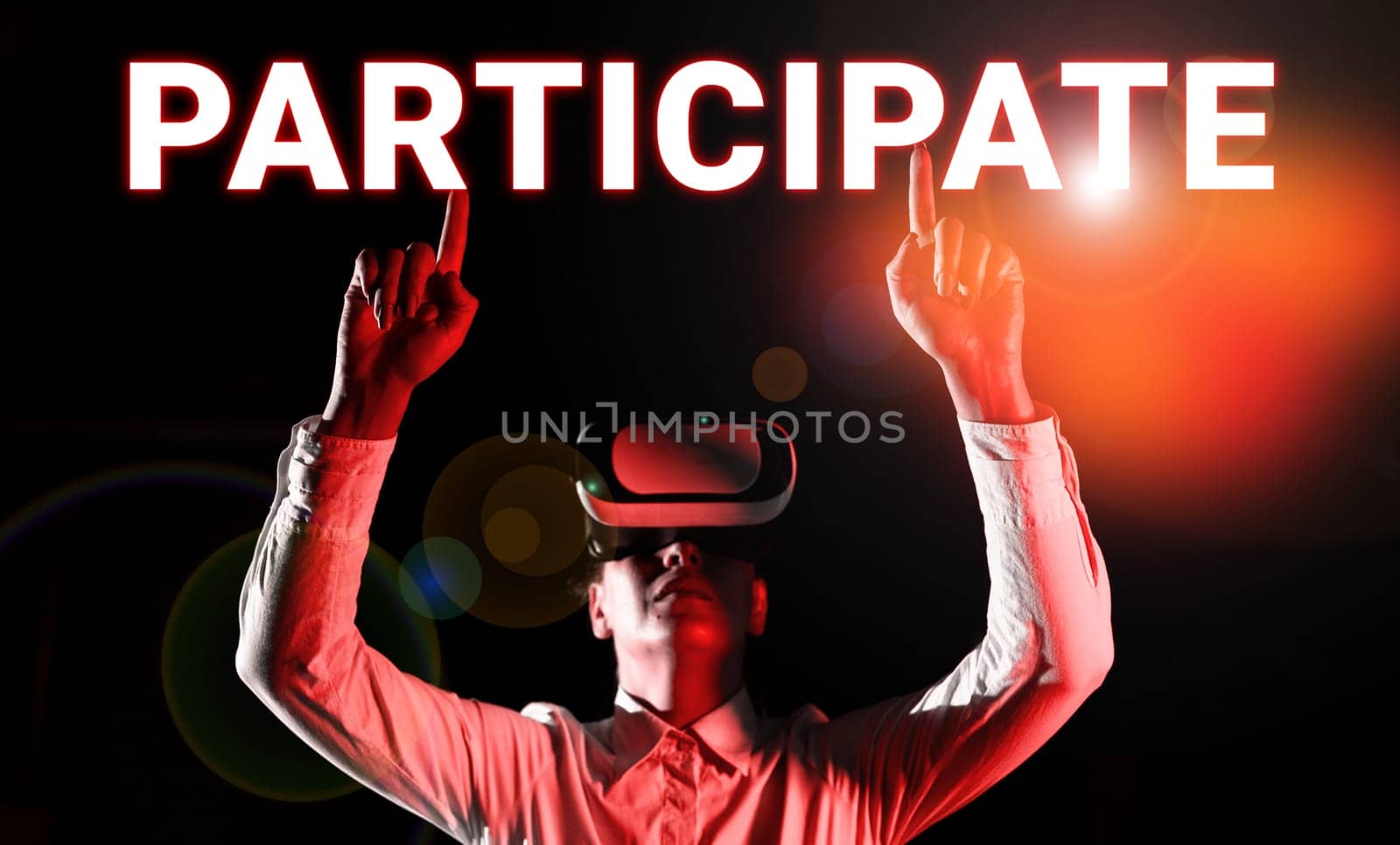Conceptual caption Participate, Business idea Take part in or become involved in an activity Volunteer