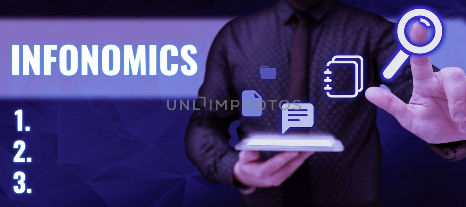 Inspiration showing sign Infonomics, Business idea visual image used to represent information or data