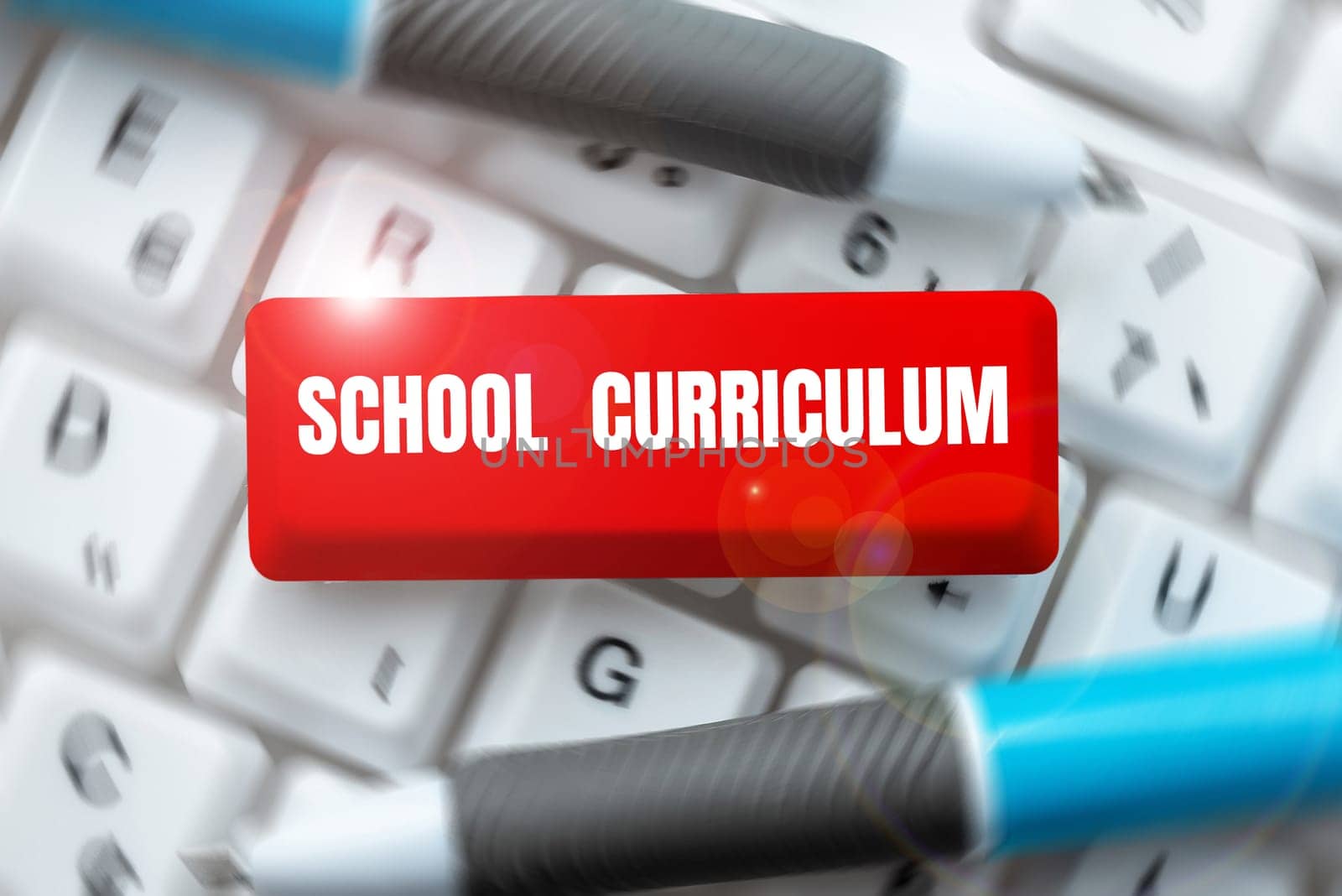 Hand writing sign School Curriculum, Business idea designed to provide learning spaces and learning environments