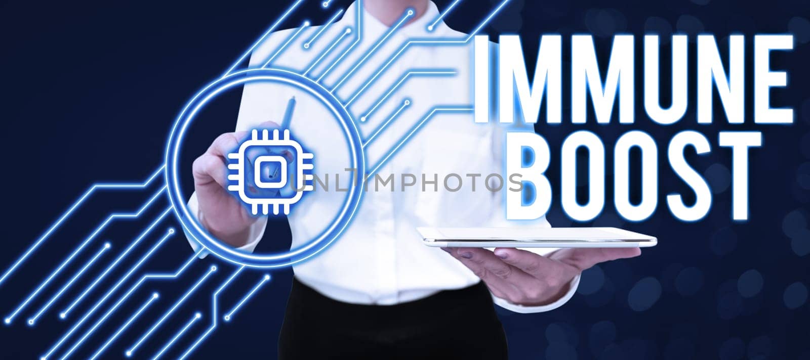 Text sign showing Immune Boost, Concept meaning being able to resist a particular disease preventing development of pathogens