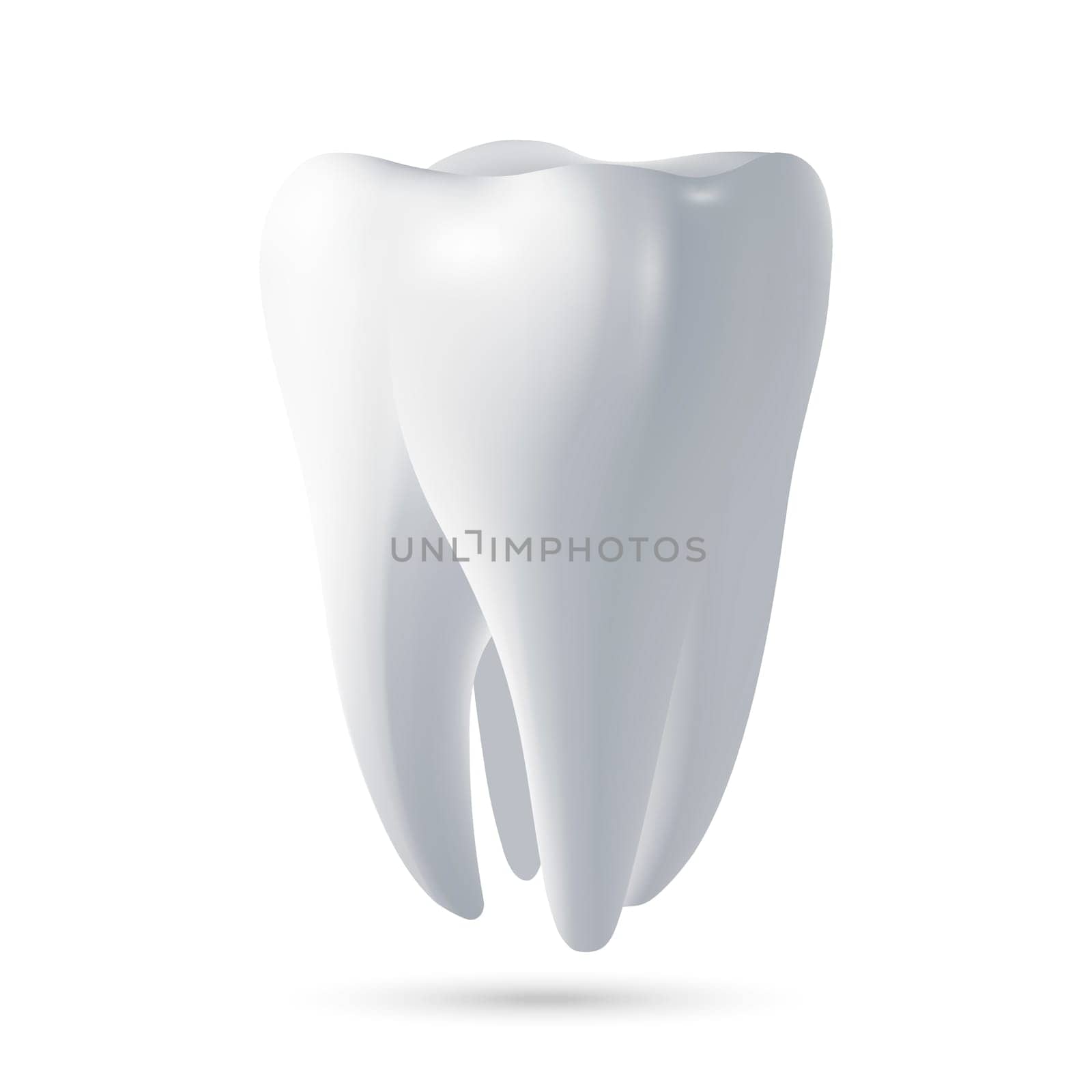Tooth, 3D render. Dental, medicine and health concept design element. Vector EPS10 illustration.