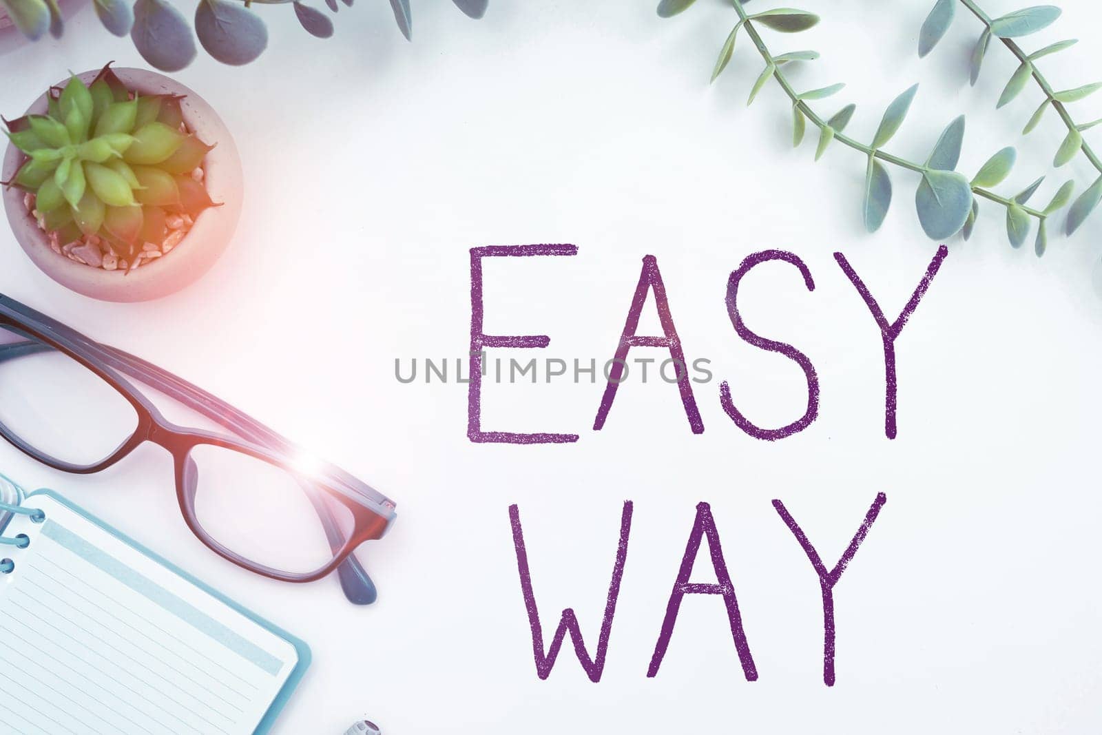 Hand writing sign Easy Way, Business overview making hard decision between two less and more effort method