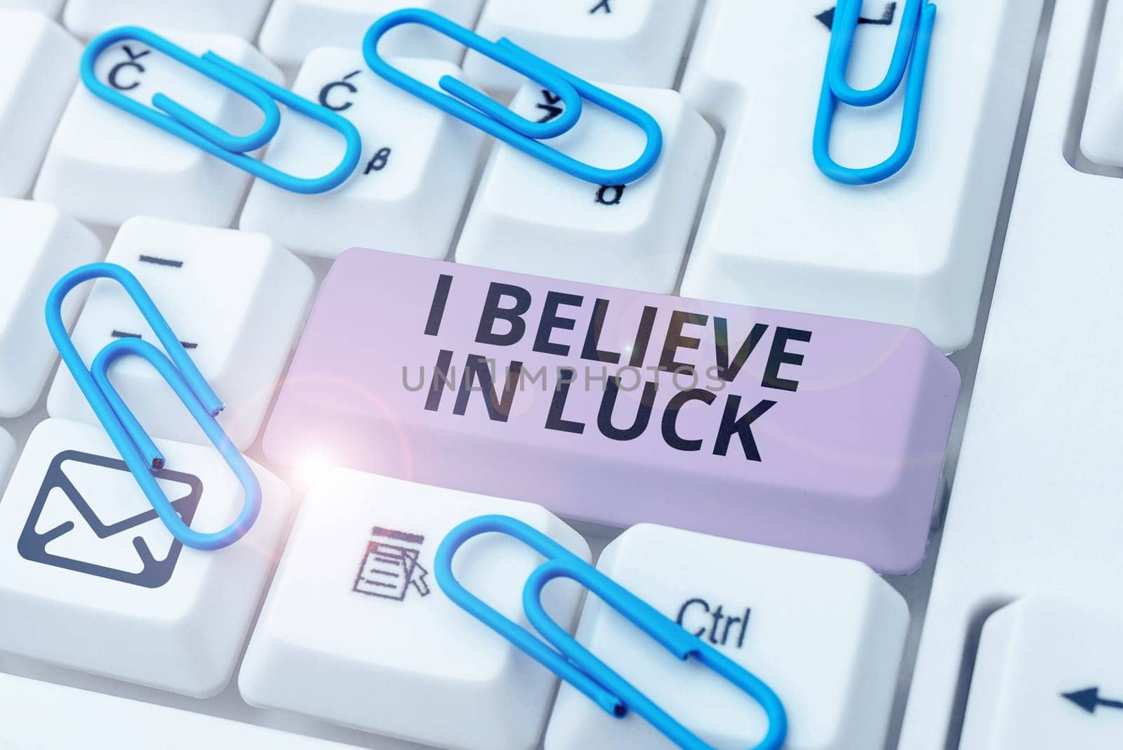 Inspiration showing sign I Believe In Luck, Business idea to have faith in lucky charms superstition thinking
