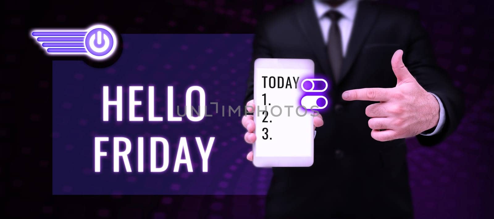 Text sign showing Hello Friday, Business concept Greetings on Fridays because it is the end of the work week