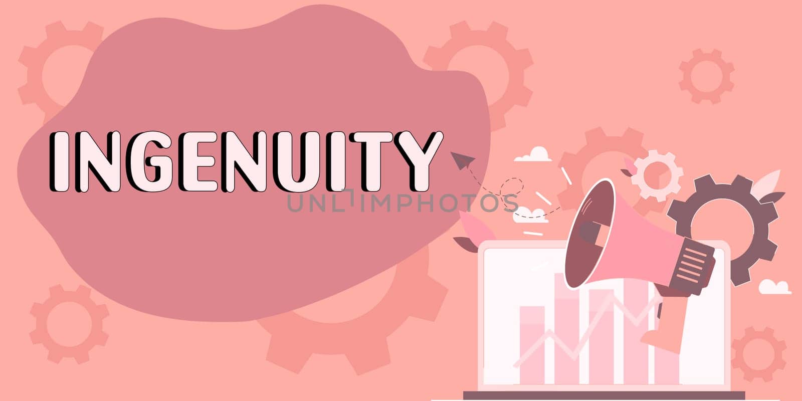 Conceptual display Ingenuity, Business approach the quality of being clever, original, and inventive