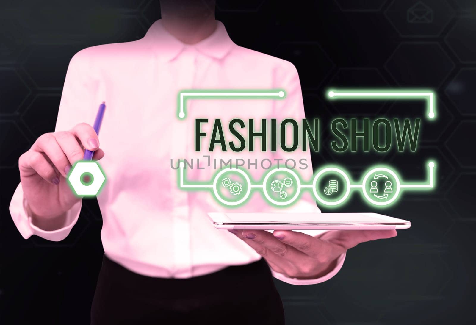 Conceptual caption Fashion Show, Business approach exibition that involves styles of clothing and appearance