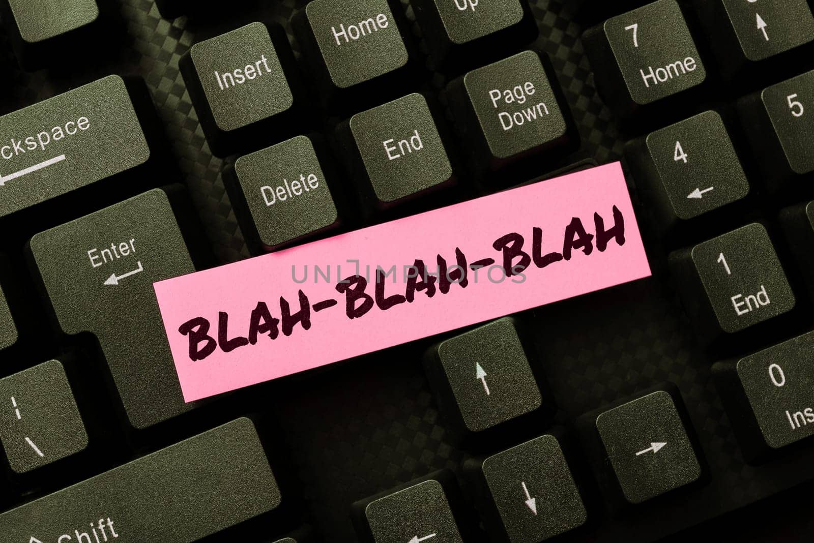 Text showing inspiration Blah Blah Blah, Word Written on Talking too much false information gossips non-sense speaking
