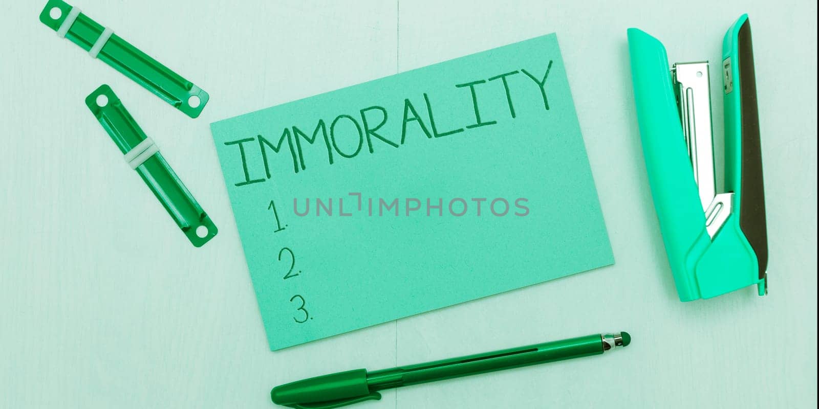 Conceptual caption Immorality, Business overview the state or quality of being immoral, wickedness