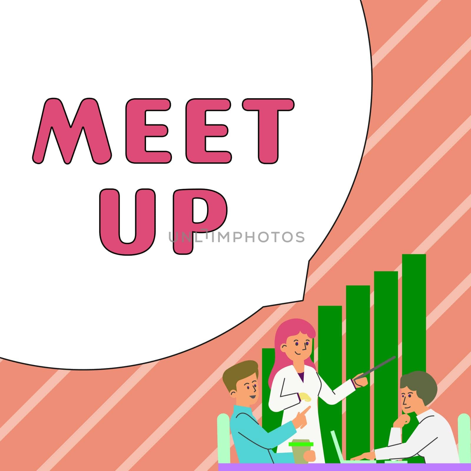 Conceptual caption Meet Up, Business showcase Informal meeting gathering Teamwork Discussion group collaboration