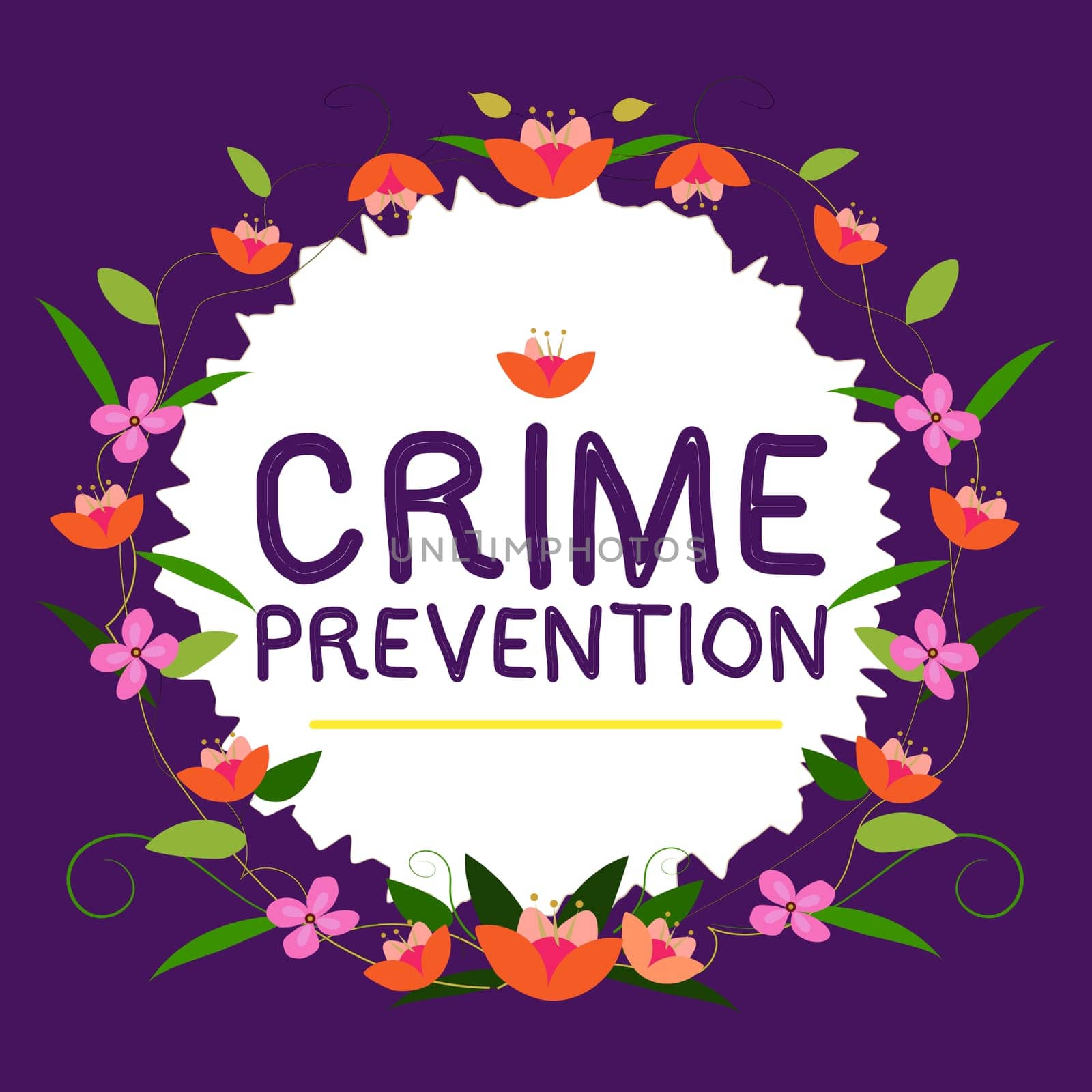 Hand writing sign Crime Prevention, Word for Federal Offense actions Illegal Activities punishable by Law