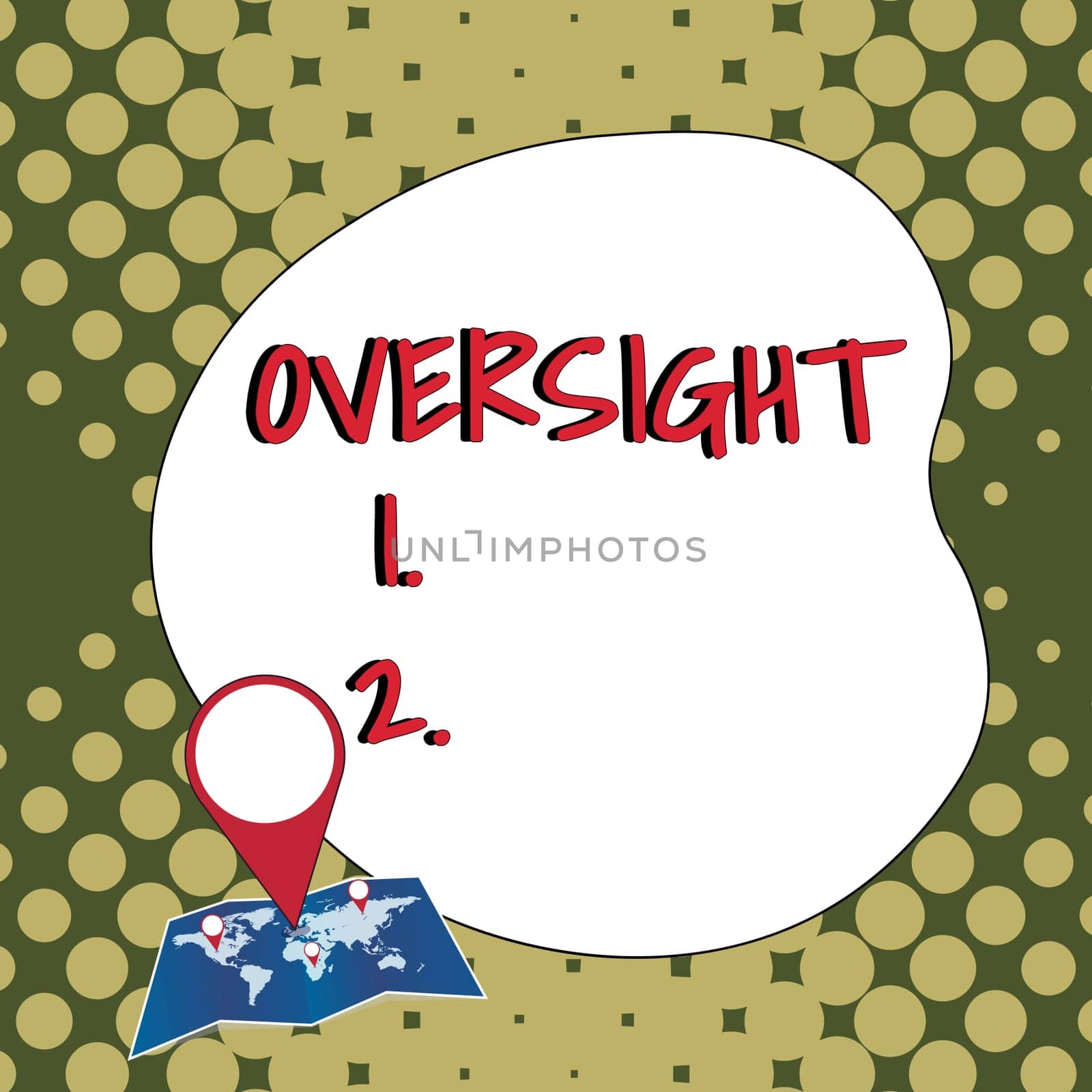 Hand writing sign Oversight, Conceptual photo Watch Organize job to make certain it is being done correctly