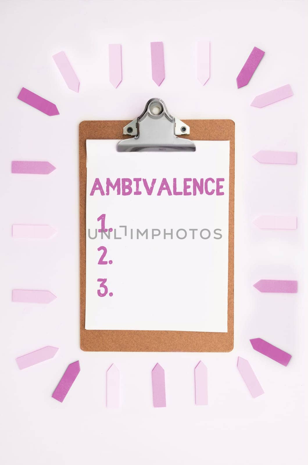Hand writing sign Ambivalence, Business idea attitudes or feelings attraction and repulsion to an object person or action