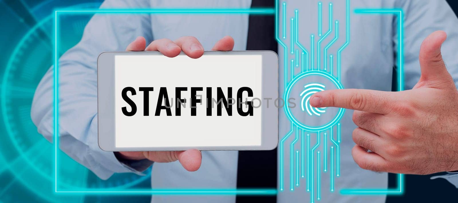 Writing displaying text Staffing, Business concept The percentage of workers that replaced by new employees