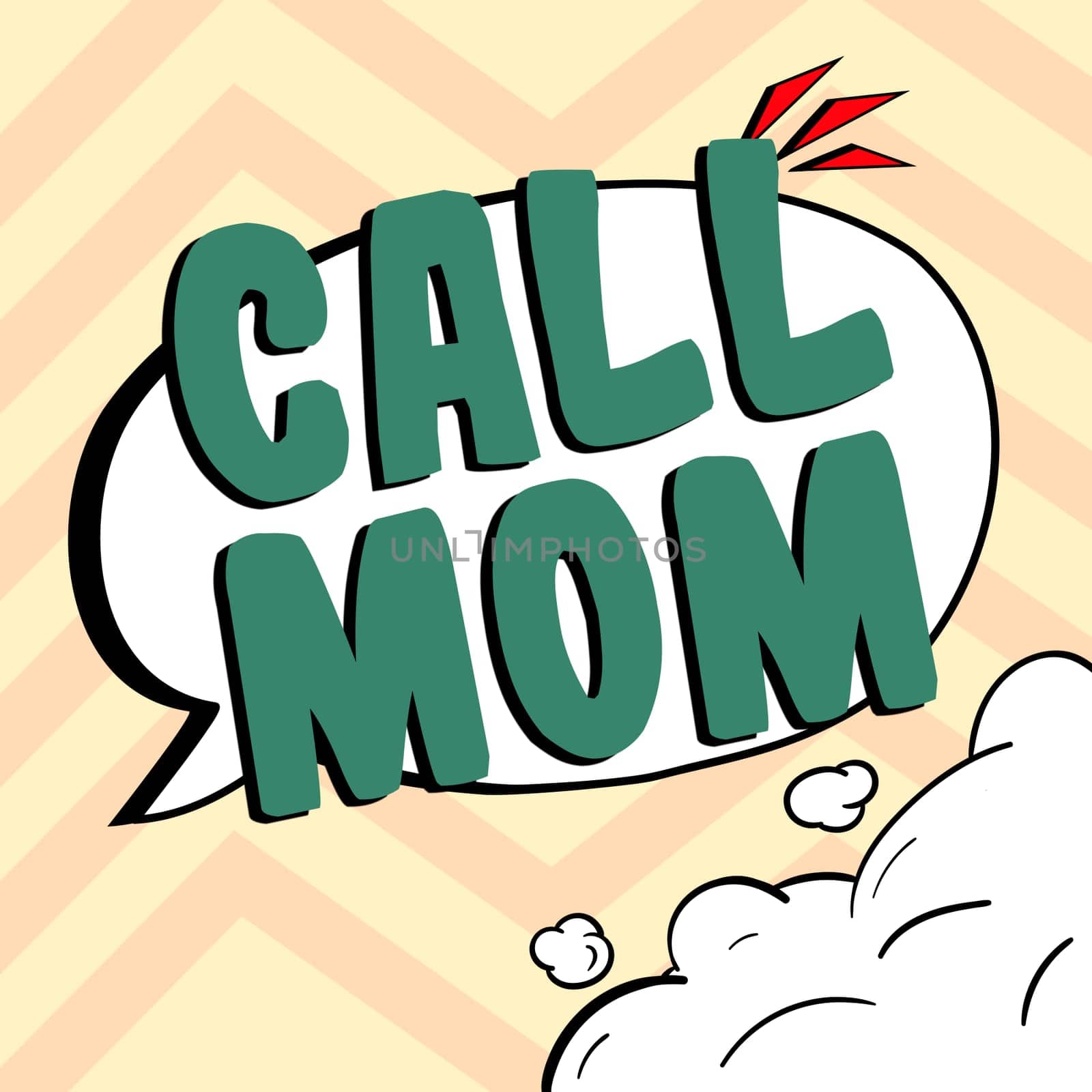 Conceptual display Call Mom, Business idea Attempting to communicate with the mother using the smartphone