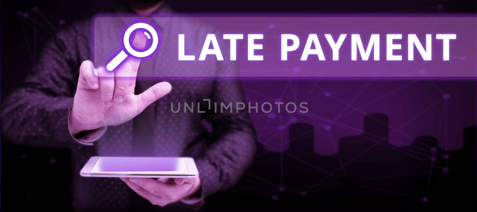 Text sign showing Late Payment, Business idea payment made to the lender after the due date has passed