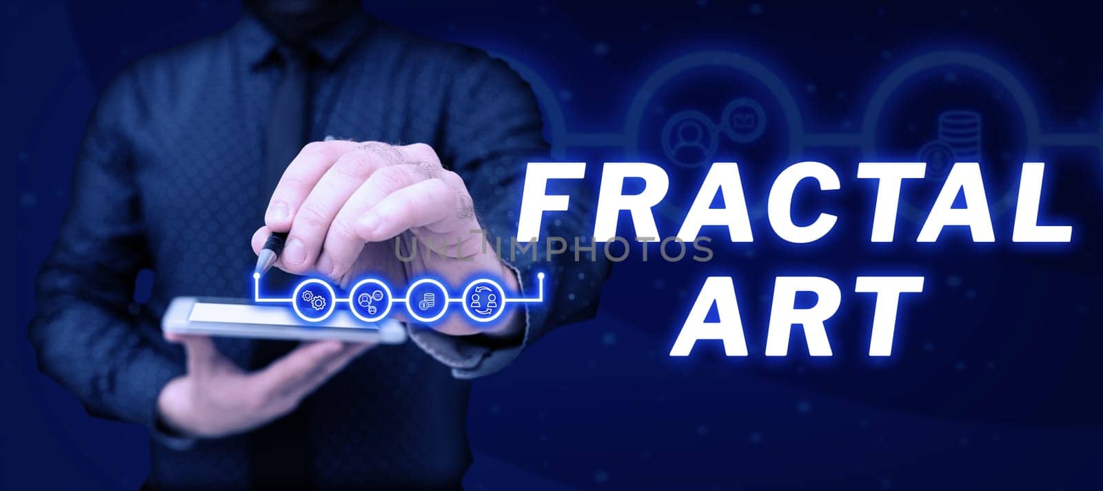 Text caption presenting Fractal Art, Business idea the place or section of a website that is used for public discussion