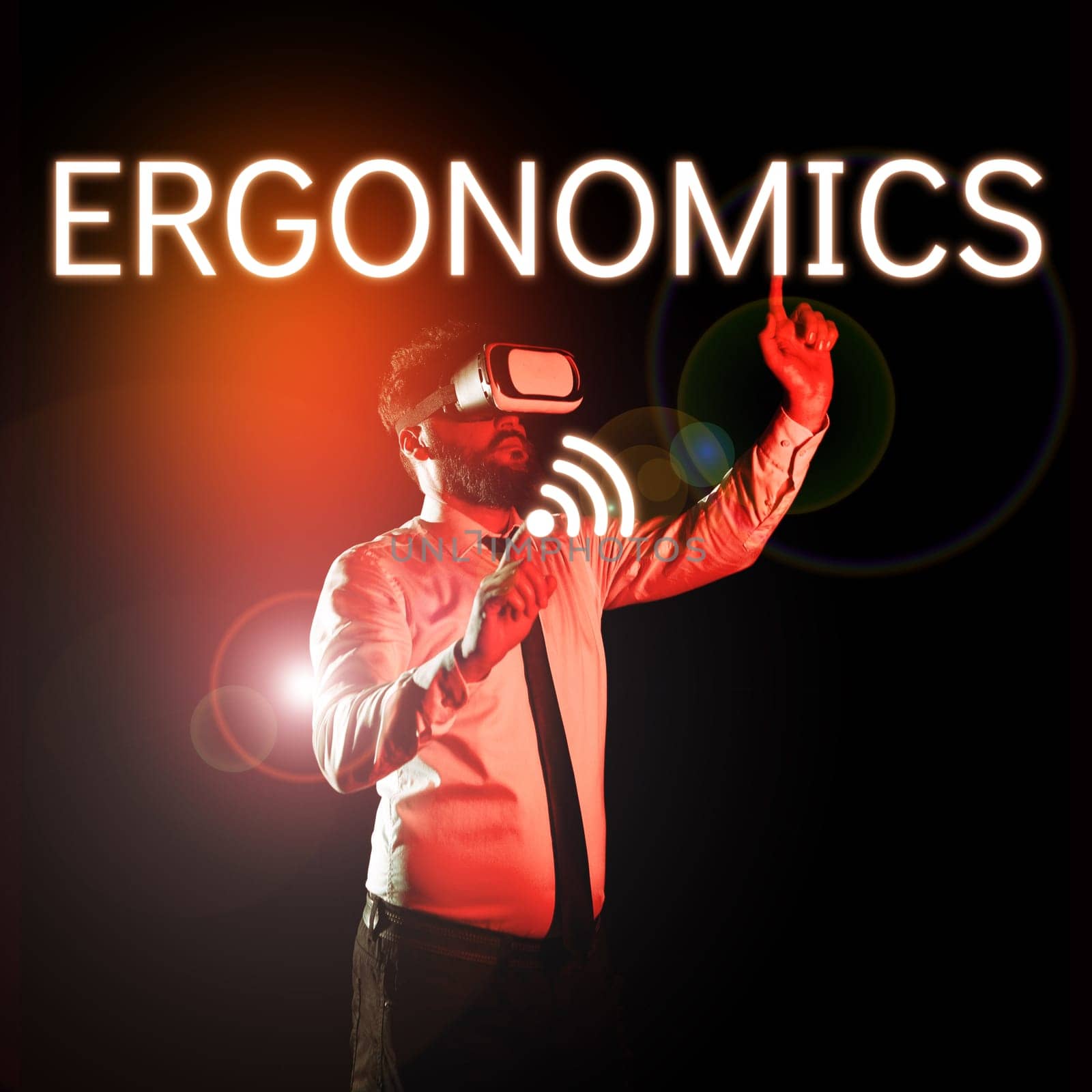 Hand writing sign Ergonomics, Business overview fitting or designing a workplace to the user's needs