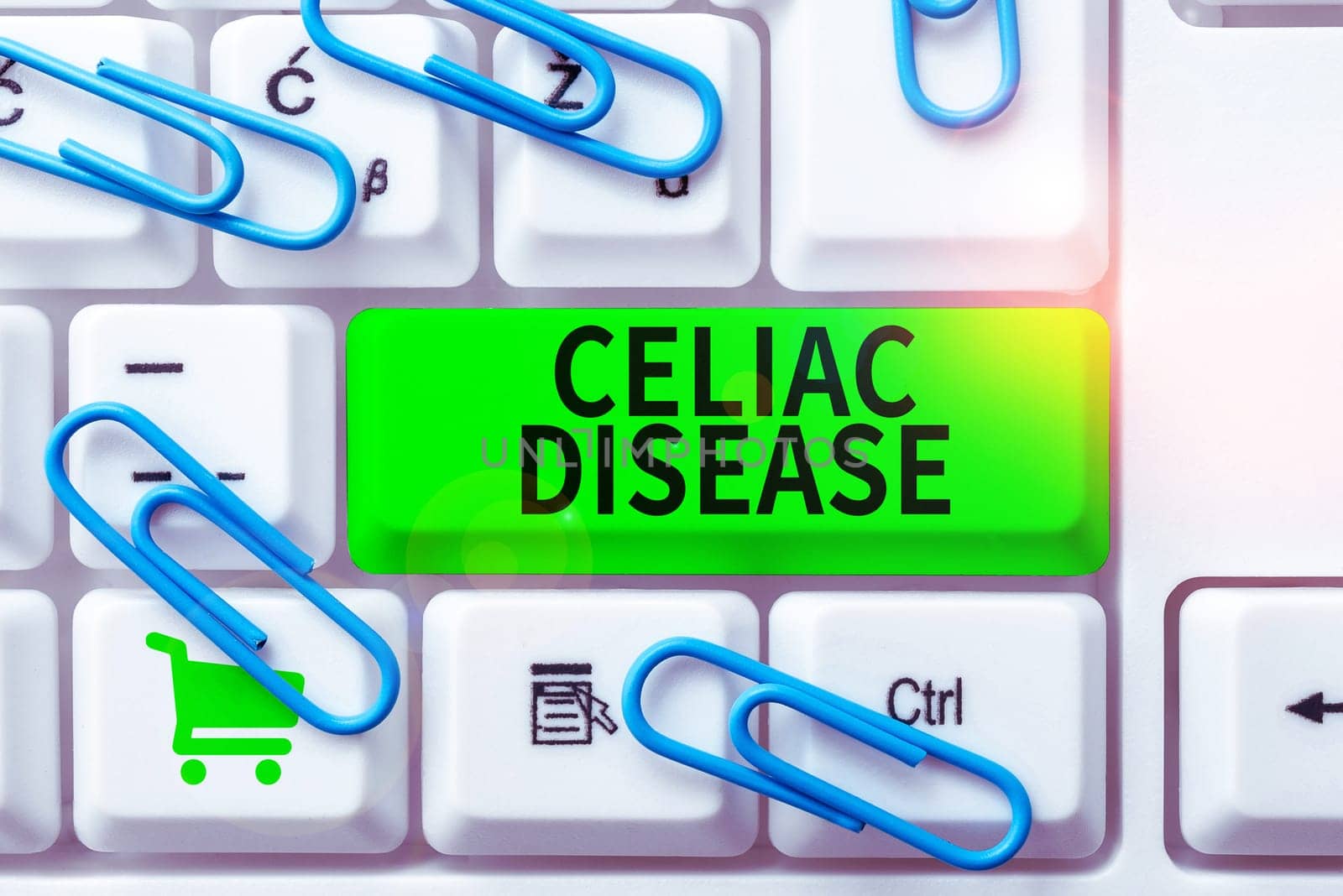 Handwriting text Celiac Disease, Concept meaning Small intestine is hypersensitive to gluten Digestion problem