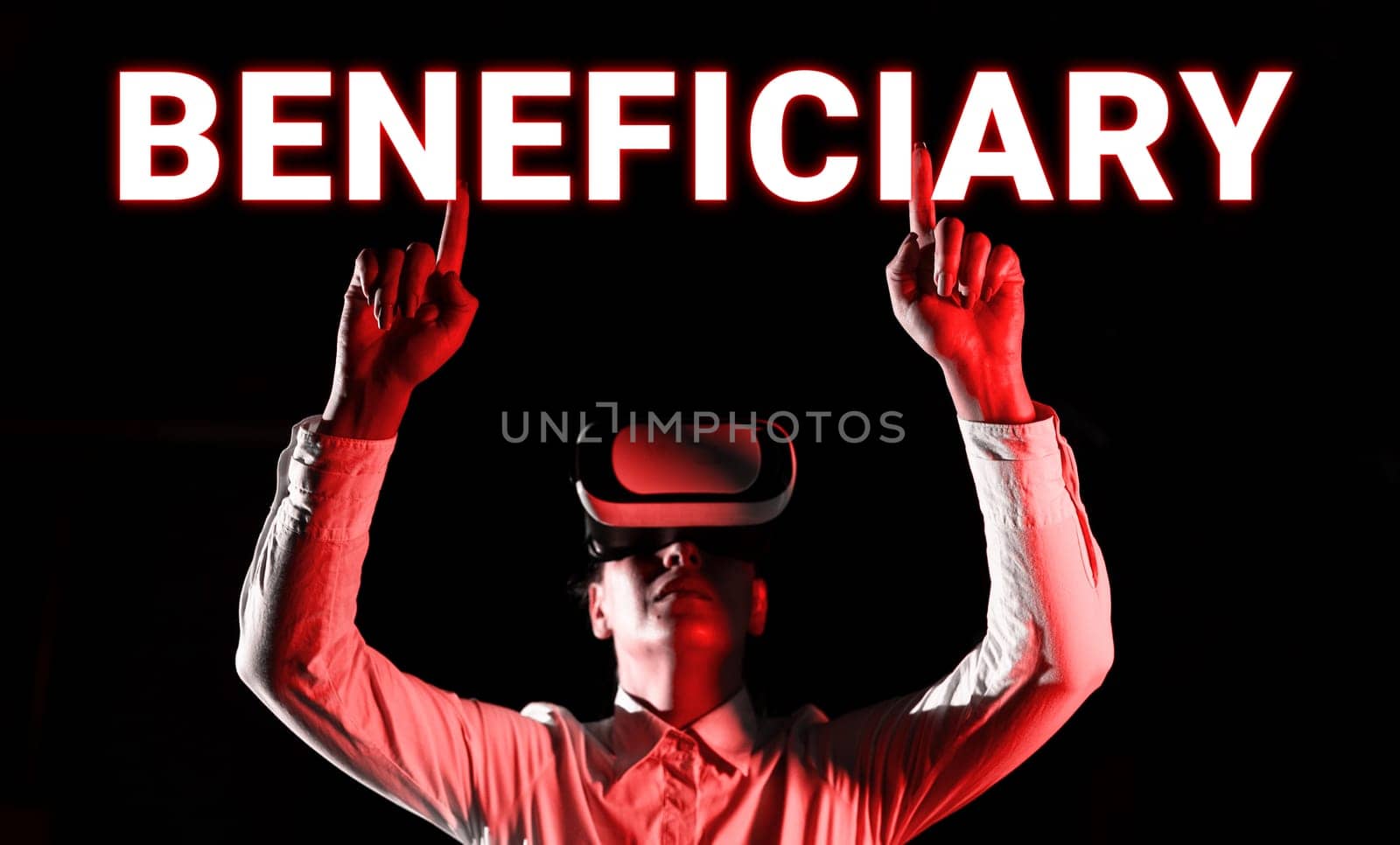 Conceptual caption Beneficiary, Business showcase a person or thing that receives help or an advantage from something