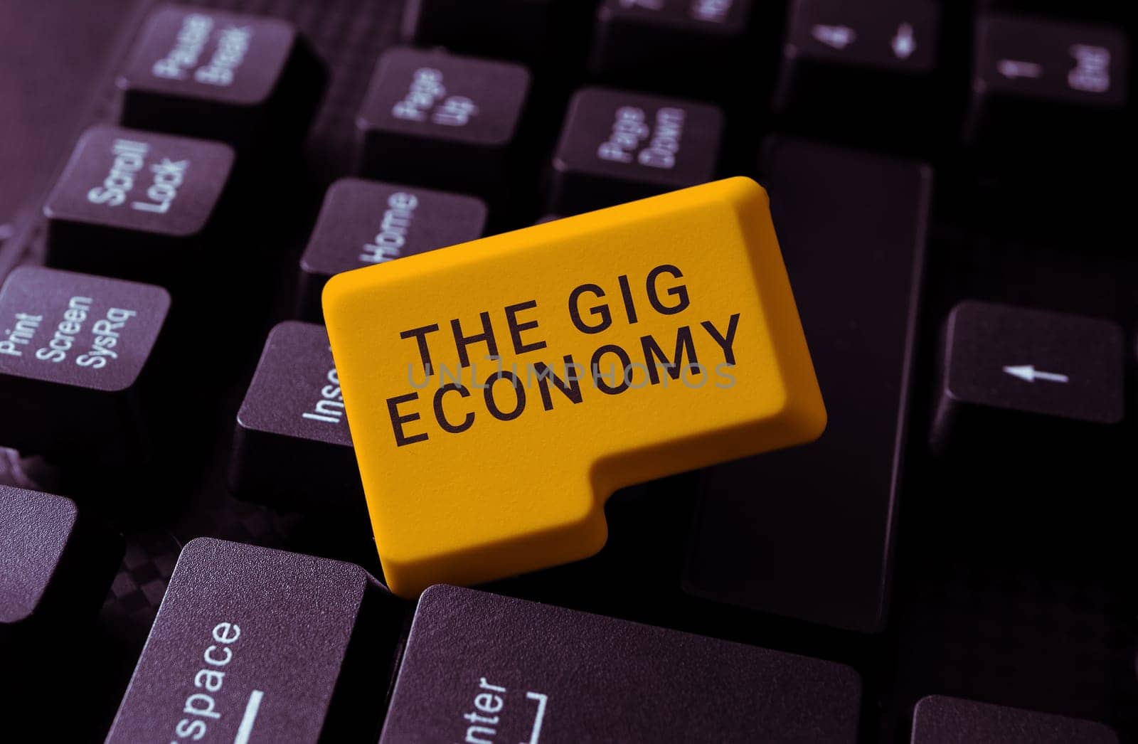 Conceptual caption The Gig Economy, Business overview Market of Short-term contracts freelance work temporary