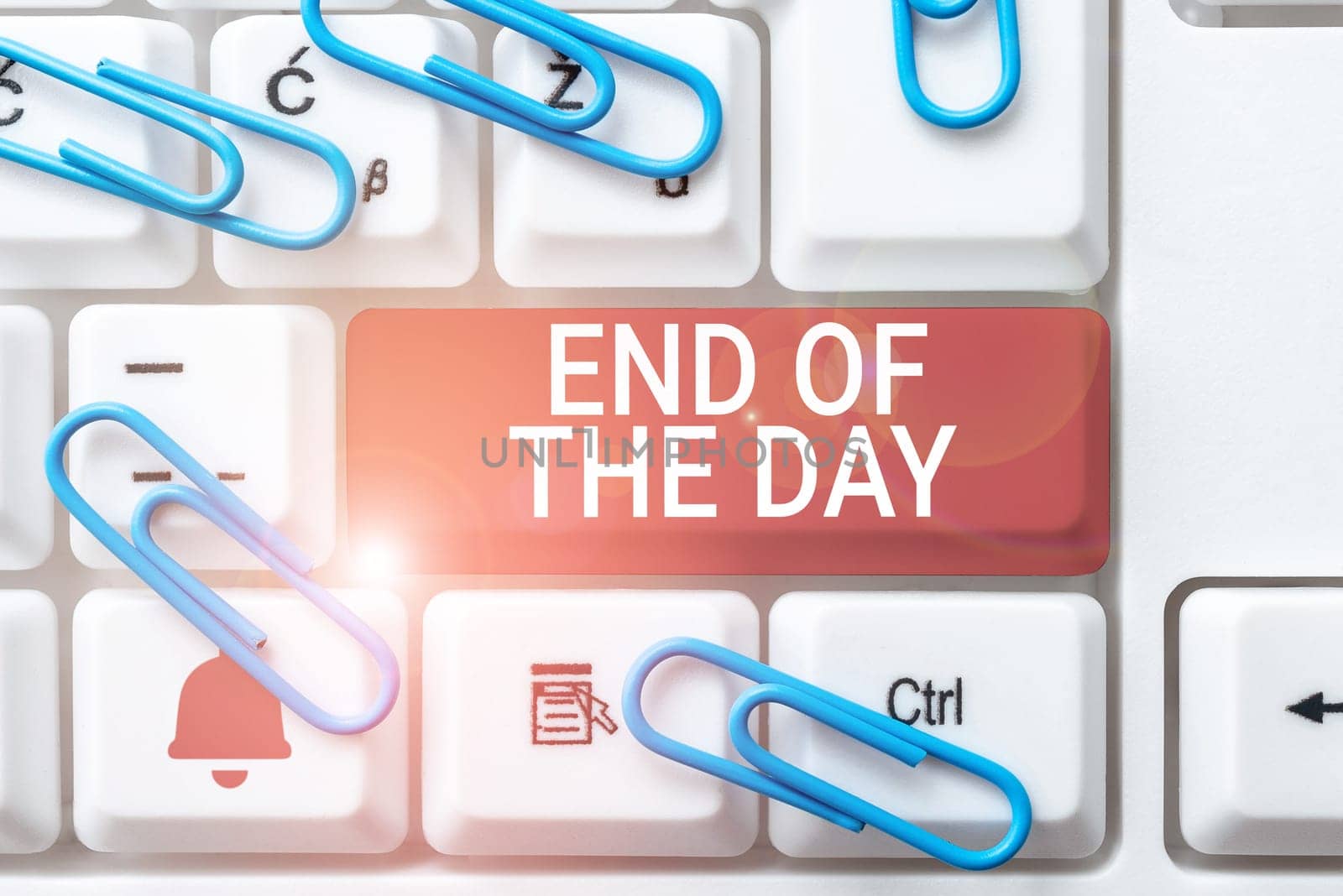 Sign displaying End Of The Day, Conceptual photo finishing today activities relaxing resting nighttime
