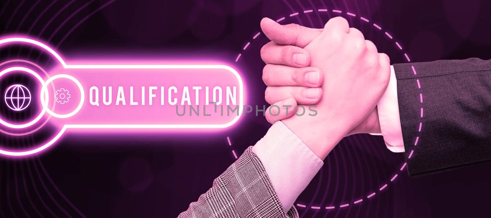 Text sign showing Qualification, Concept meaning Officially permission and certification to perform a particular job