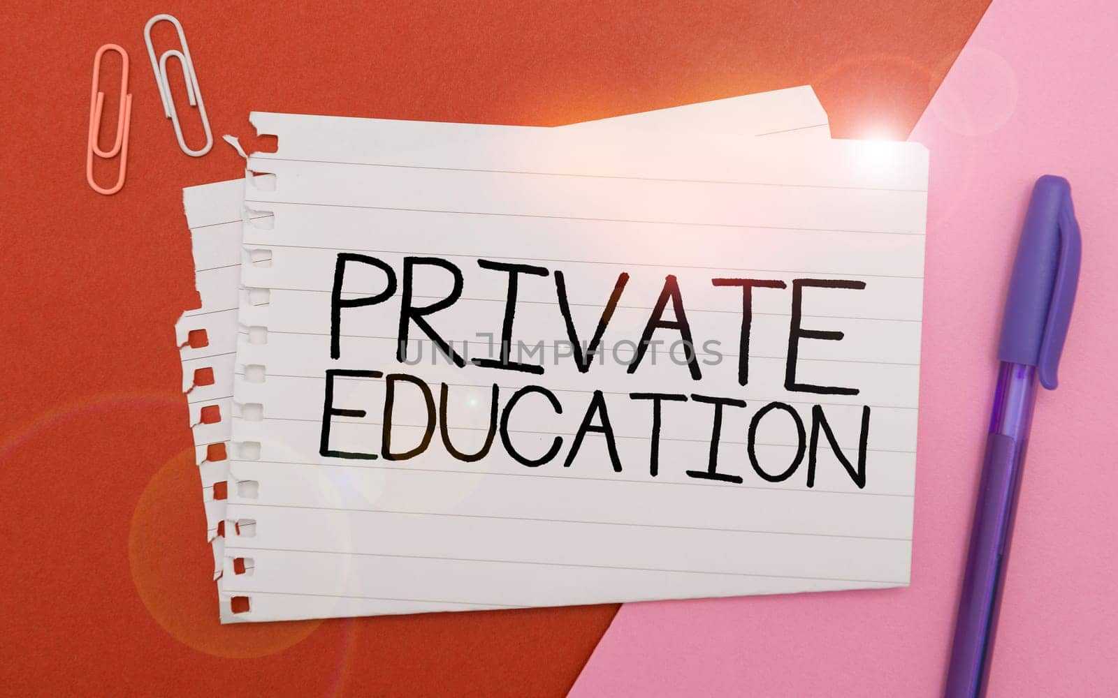 Handwriting text Private Education, Word Written on Belonging for use particular person or group people