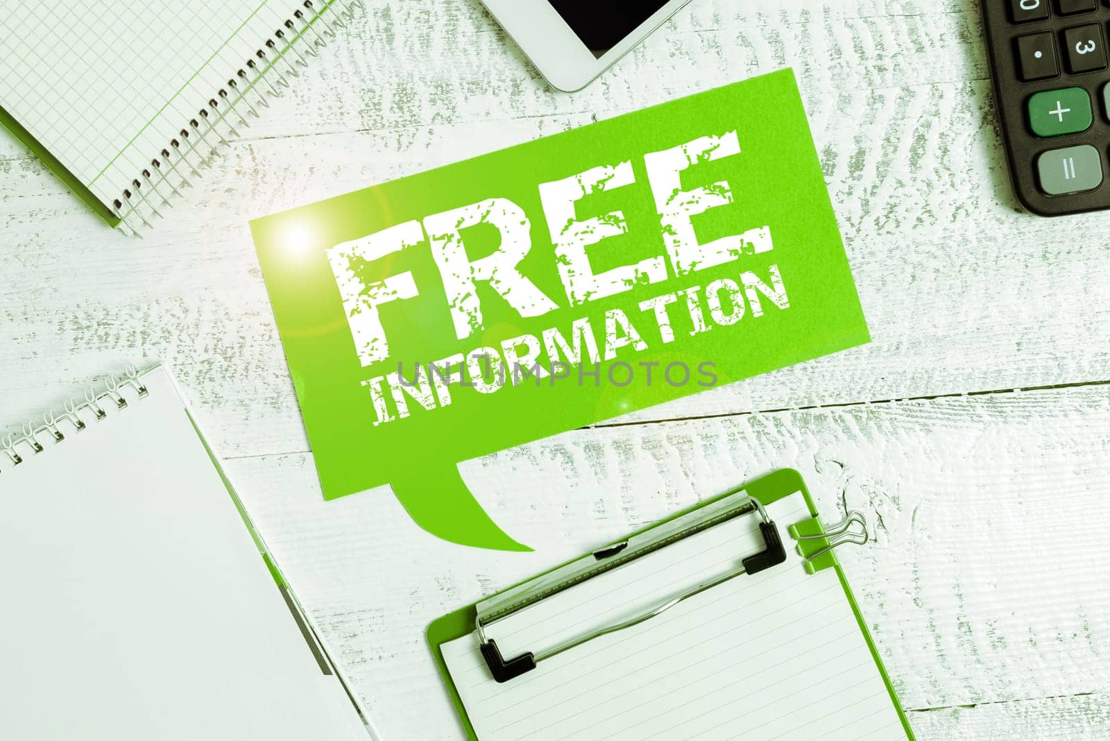 Text caption presenting Free Information, Business showcase knowledge obtained from investigation, study, or instruction free of charge