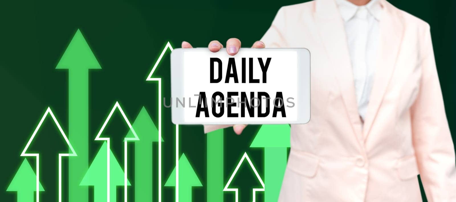 Sign displaying Daily Agenda, Word Written on To do list of items be discussed daily or at formal important meeting