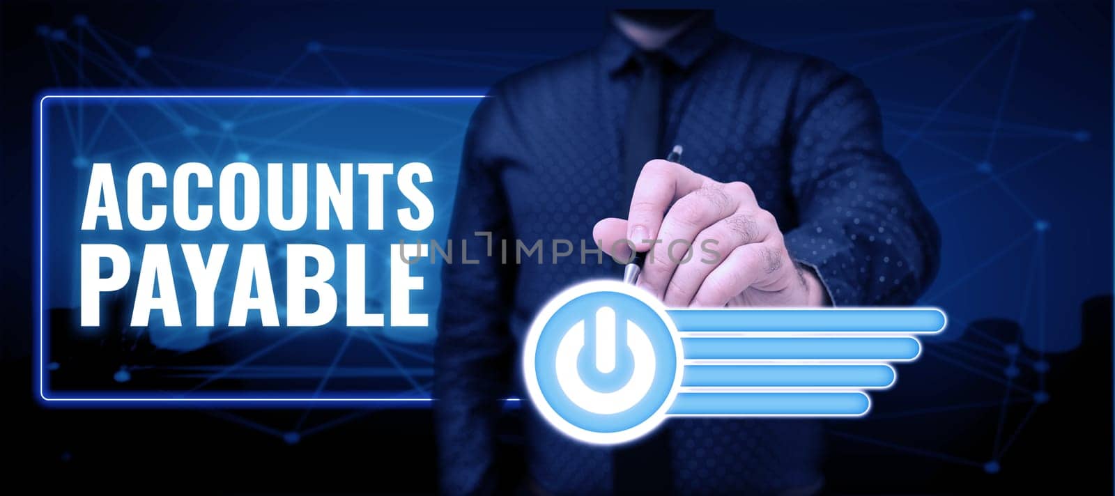 Hand writing sign Accounts Payable, Business concept money owed by a business to its suppliers as a liability