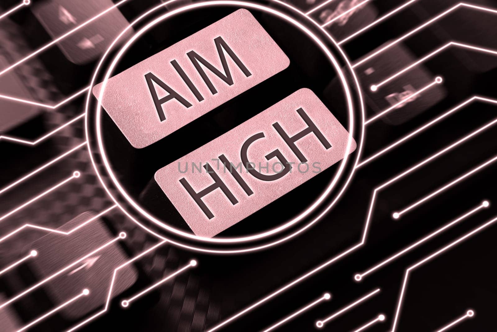 Text showing inspiration Aim High, Business concept go for best job school or activity Asking someone to dream big