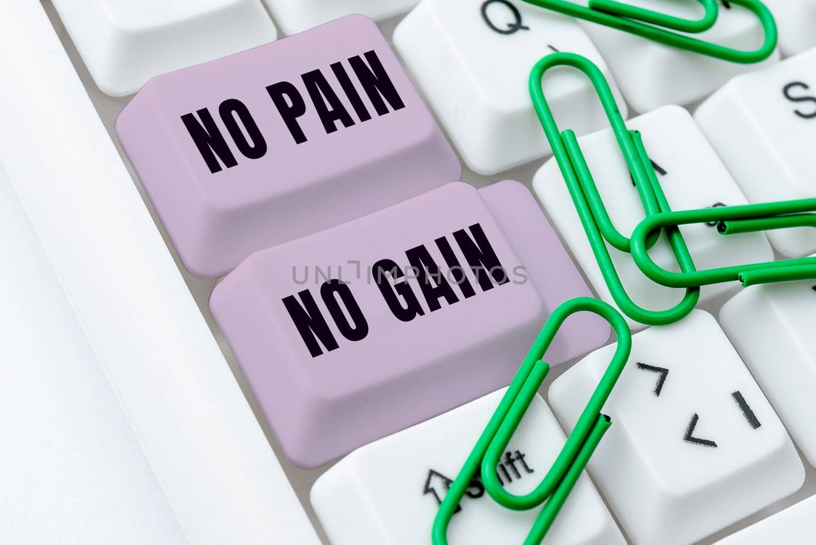 Writing displaying text No Pain No Gain, Conceptual photo All success requires sacrifices Motivational inspiring