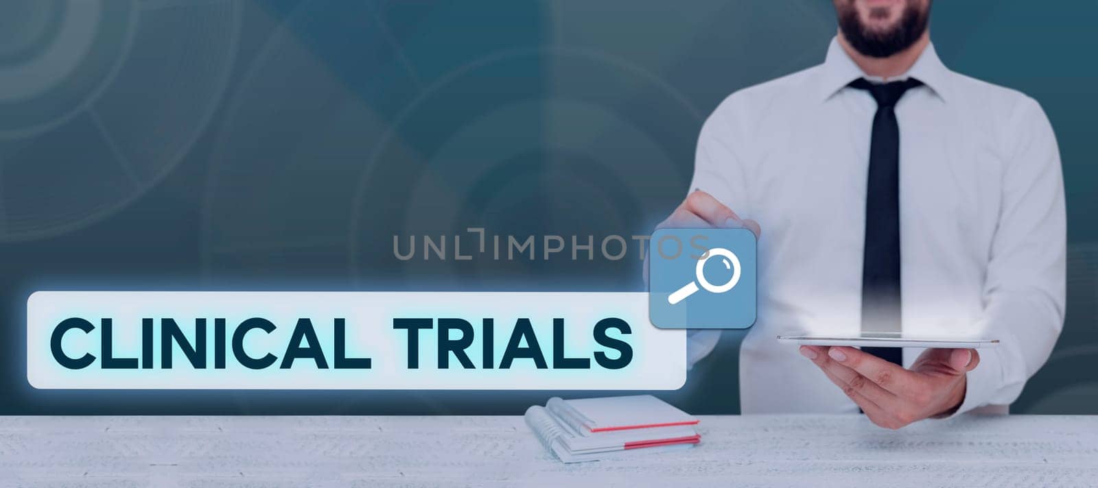Writing displaying text Clinical Trials, Business overview Research investigation to new treatments to people